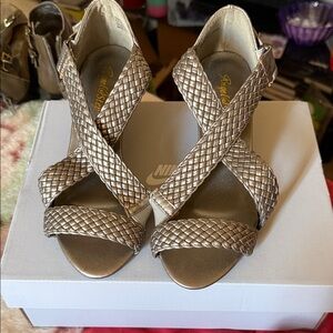 Braided Gold Women's Heels